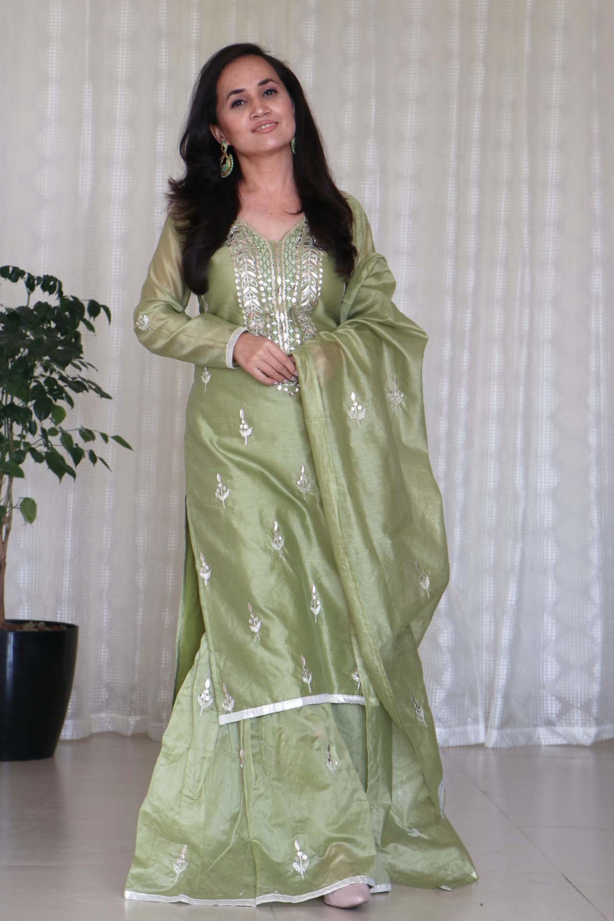 OLIVE KURTA SHARARA SET