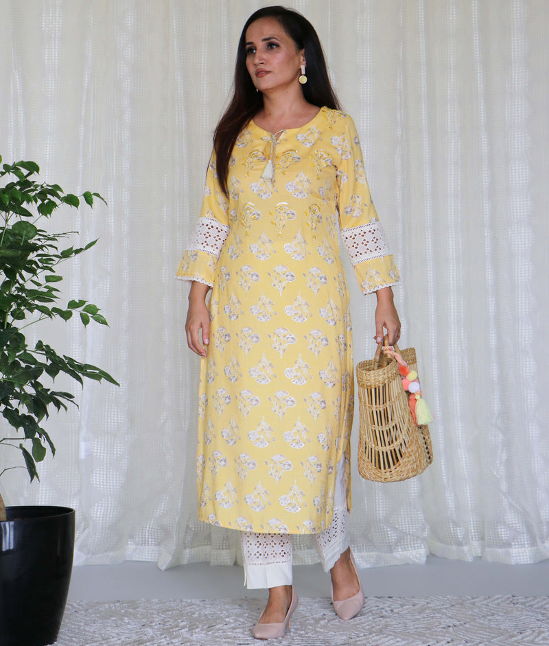 YELLOW KURTA PANT SET