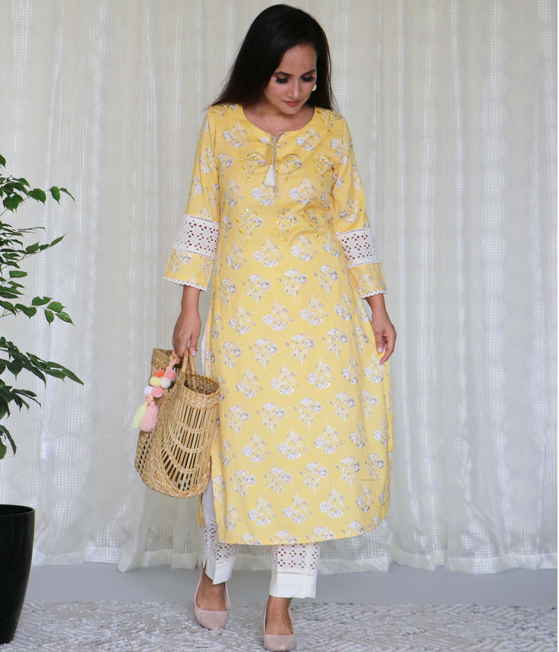 YELLOW KURTA PANT SET