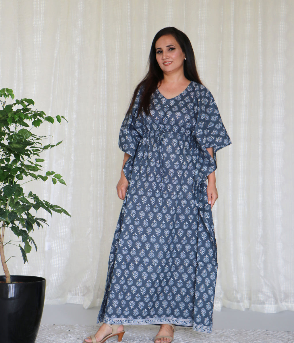 COTTON INDIGO KAFTAN