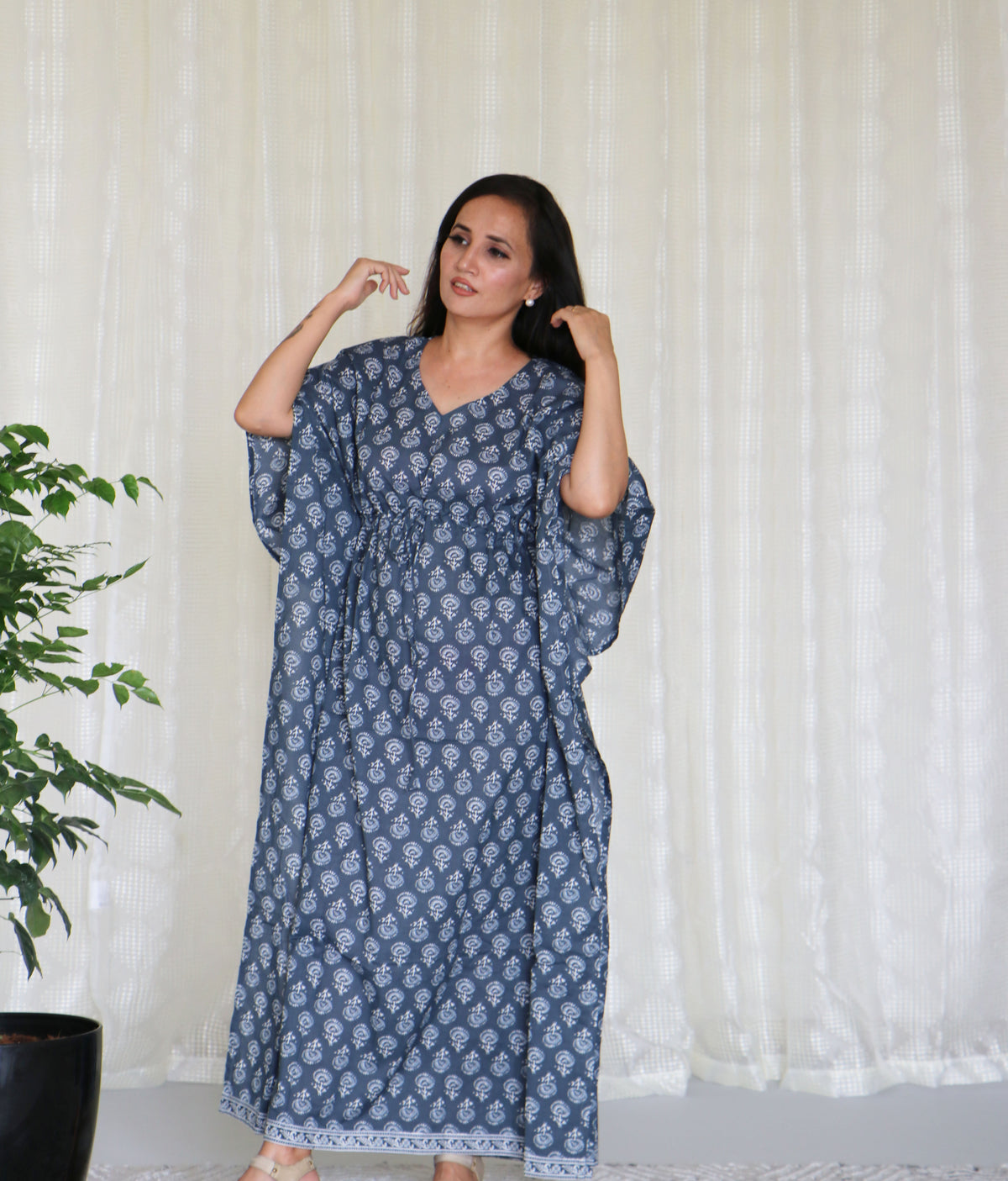 COTTON INDIGO KAFTAN