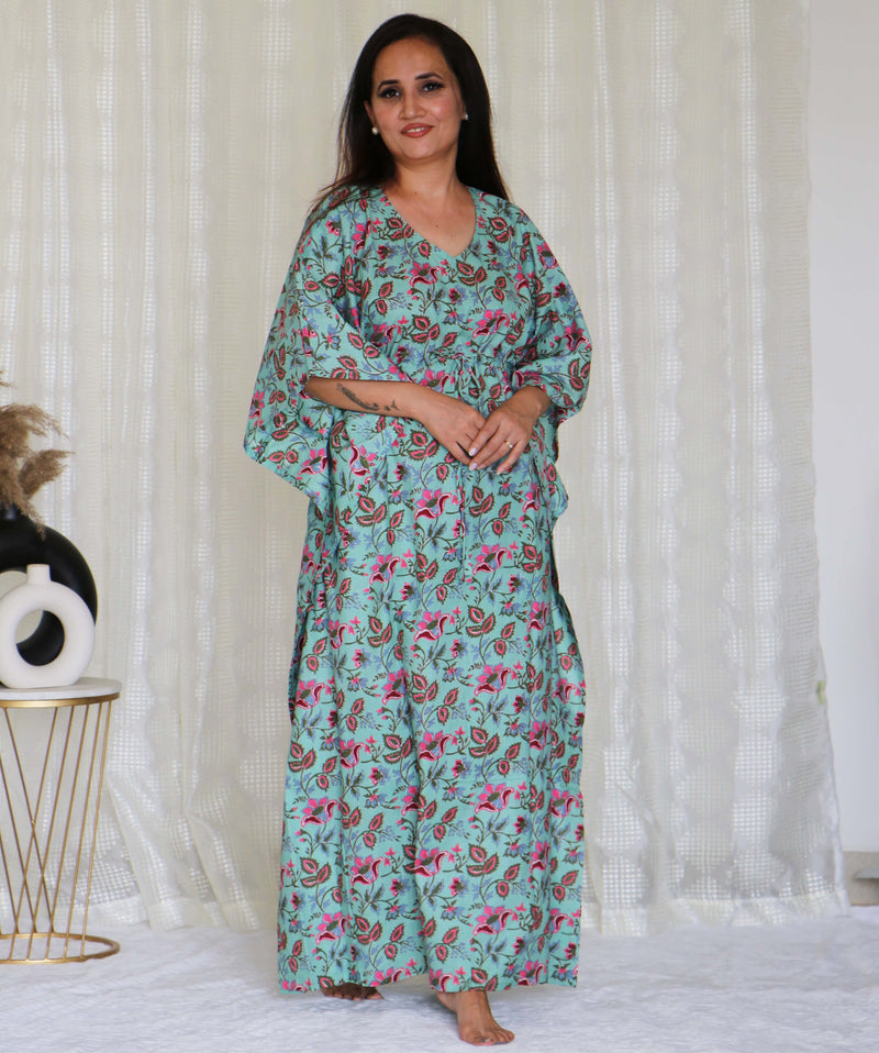 COTTON PRINTED KAFTAN FLORAL