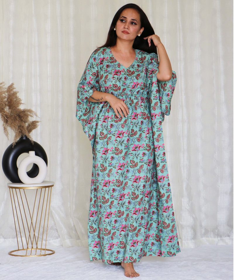 COTTON PRINTED KAFTAN FLORAL