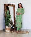 SAP GREEN PRINTED KURTA PLAZO SET