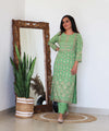 SAP GREEN PRINTED KURTA PLAZO SET