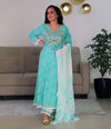 TURQUOISE UMBRELLA STYLE SUIT SET