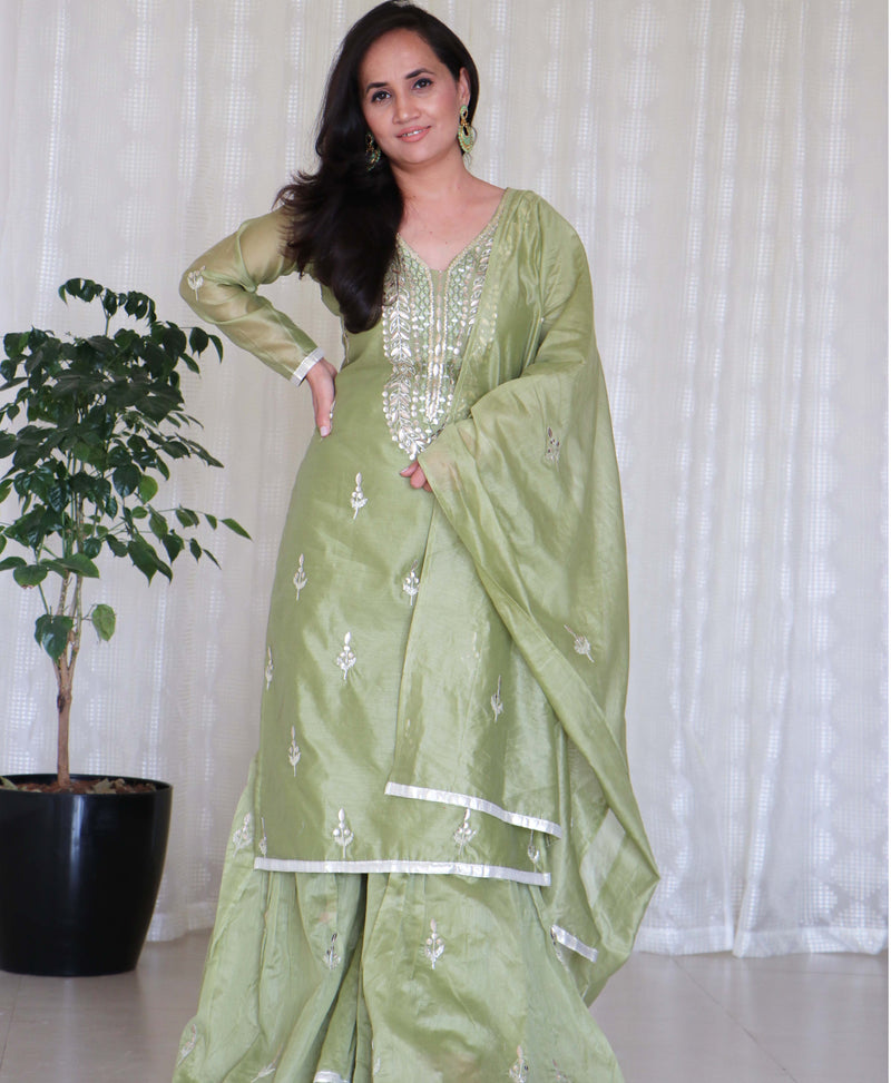 OLIVE KURTA SHARARA SET