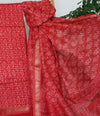 RED MAHESHWARI COTTON BLOCK PRINT DUPATTA SET