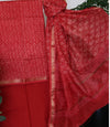 RED MAHESHWARI COTTON BLOCK PRINT DUPATTA SET