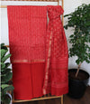 RED MAHESHWARI COTTON BLOCK PRINT DUPATTA SET